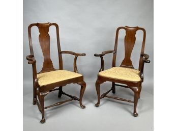 Two Queen Anne Style Mahogany Armchairs