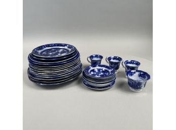 Group Of Staffordshire Ironstone Flow Blue Wares, Various Patterns And Makers, Nineteenth Century