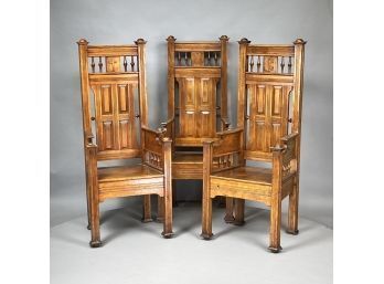 Set Of Three American Cherrywood Lodge Chairs, Twentieth Century