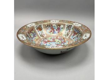 Large Chinese Export Porcelain Rose Medallion Basin Or Bowl, Second Half Nineteenth Century