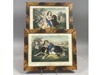 'The Faithful Companion' And 'The Best Friend,' Two German Hand-Colored Prints, Ed. Gustav May, 1845-1900