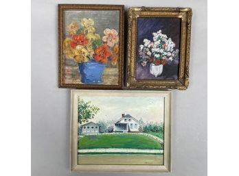 Three American Oil Paintings, Various Artists, Twentieth Century