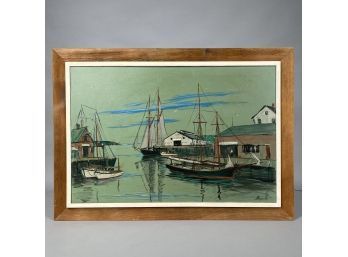 Charles Stepule (American 1911-2006). 'Harbor Scene,' Oil On Canvas