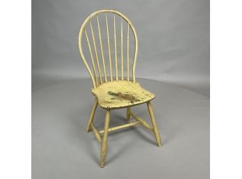 New England Bow-back Windsor Chair In Yellow Paint