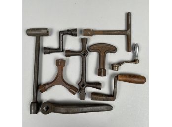 Nine American Wood And Iron Bed Wrenches, Various Makers, Nineteenth Century