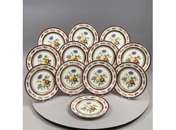 Set Of Twelve Czech Republic Painted Porcelain Plates, Count Thun Porcelain Manufactory, Klosterle, Bohemia