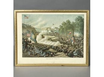 'Battle Of Corinth, October 3 & 4, 1862.' Color Lithograph, Kurz & Allison Art Pub, Chicago, Illinois, 1891