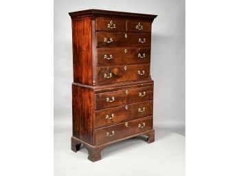 Chippendale Style Mahogany And Pine Chest-on-Chest