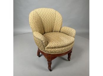 Renaissance Revival Walnut Upholstered Sewing Chair, Late Nineteenth Century