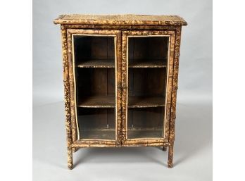 Aesthetic Movement Bamboo And Grasscloth Cabinet, Late Nineteenth Century