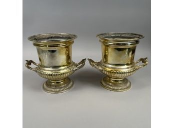 Pair Of George III Style Silverplate Wine Coolers