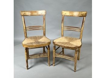 Pair Of Sheraton Paint Decorated Fancy Chairs