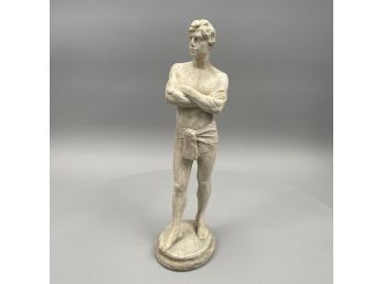 Vintage Chalkware Figure Of A Classical Youth Wearing A Loin Cloth, Twentieth Century
