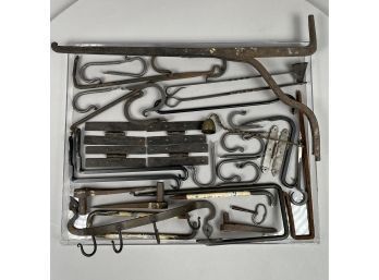 American Wrought-Iron Fireplace Crane Of Small Size, And Assorted Other Items