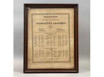 'Catalogue Of The Trustees And Students Of Gilmanton Academy, October, 1820.' Printed Paper.