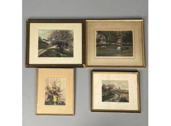 Wallace Nutting (American 1861-41). Four Hand-Tinted Platinotype Pictures, 1900-41