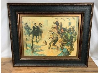 Nicely Framed Oil Painting - Gunfight At The OK Coral
