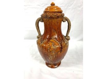 14' Ceramic Vase With Lid