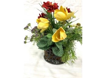 Floral Arrangement With Tin Basket