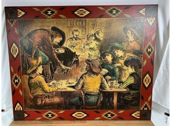Canvass Wrap Around Painting - Cowboy's Playing Poker At A Saloon