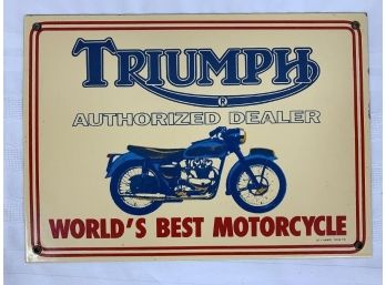 Ande Rooney Triumph Authorized Dealer Porcelain Motorcycle Metal Sign
