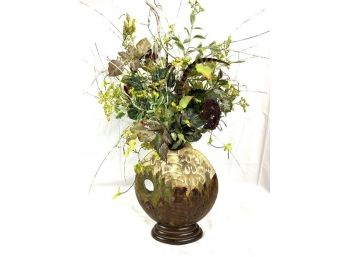 Floral Arrangement In Tin Vase