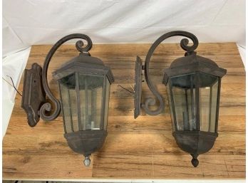 Lot Of (2) Very Large Pair Of Outdoor Wall Lights