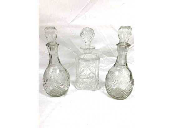 Lot Of Vintage Crystal And Glass Decanters