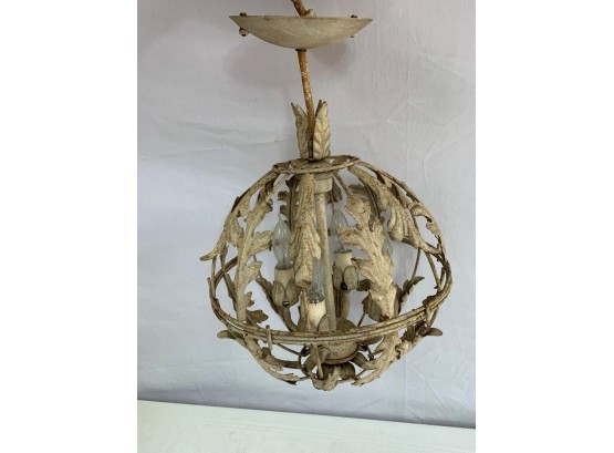 Large Round Iron 4 Lighted Hanging Chandelier