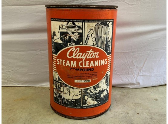Large Vintage Clayton Steam Cleaning Compound Drum