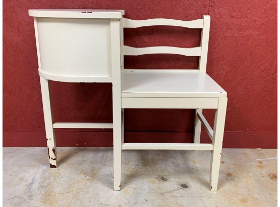 Vintage Telephone  Chair Bench Table Ivory Color - Built In Storage