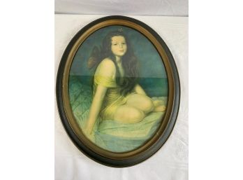 Beautiful Oval Print Of Girl With Wings