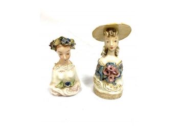 Rare (2) - Vintage Cordey Porcelain Lady Busts