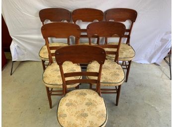 6 - Antique Dining Chairs - With Original Cushions