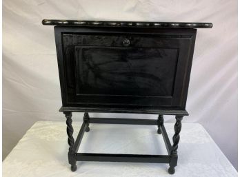 Black Wood Side End Table With Front Storage