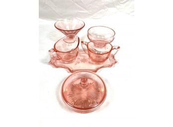 Assortment Of Vintage Pink Depression Glass