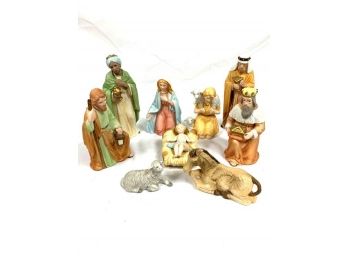 Vintage 9 Piece Homco Nativity Scene Ceramic Figurines