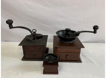 Lot Of  2 Vintage Coffee Grinders And 1 Small Pepper Grinder