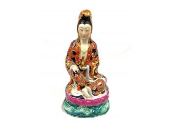 Porcelain Chinese Guan Yin Ma Statue
