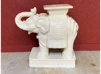 2nd Of 2 Large Ceramic Elephant Garden Stools Ivory Color