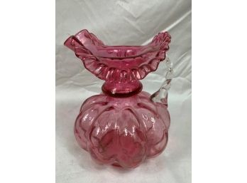 Vintage Fenton Pink Small Glass Pitcher