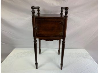 Antique Small Side Table With Side Rails And Storage Cabinet