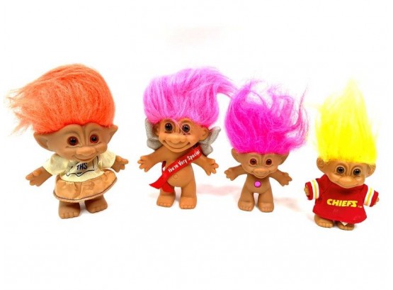 4 - Small Vintage Troll Dolls