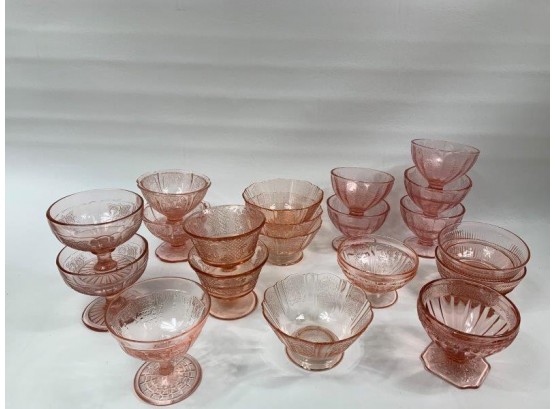 Vintage Pink Depression Glass Assortment Of- Sherbet Dishes
