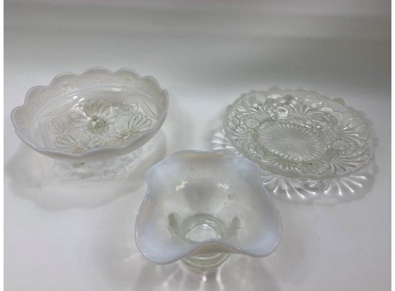3 - Jefferson Opalescent 1 - Candy/nut Dishes, 2 Bowls