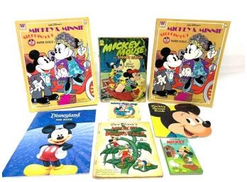 Assortment Of Mickey And Minnie Mouse Books And Paper Dolls