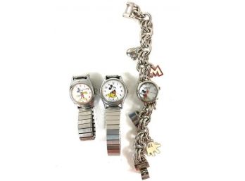 1 -  Disney With Charms And 2 - Lorus  Mickey Mouse Watches