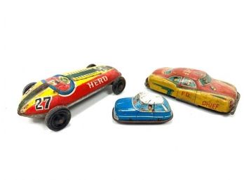 3 - Small Vintage Tin Car Toys