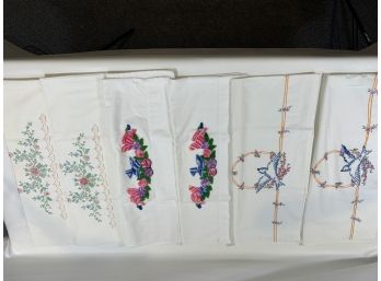 3 - Standard Hand Embroidered Pillow Cases
