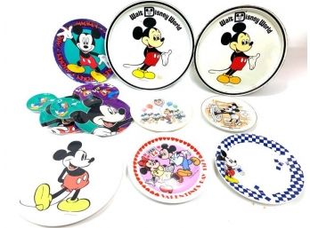 Assortment Of Mickey And Minnie Mouse Tin And Plastic Dishes